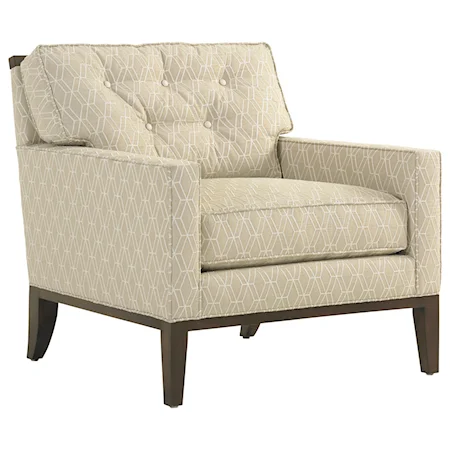 Fernhill Button Tufted Chair with Exposed Wood Back Rail